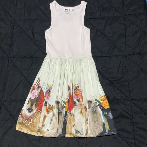 Molo Girls Cassandra Party Animals Dress Ribbed Long Sleeve 7-8 Years Old - Picture 12 of 12